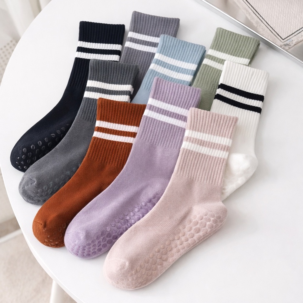 8-Pack Pilates Grip Socks | Non-Slip Yoga Barre Socks | One Size